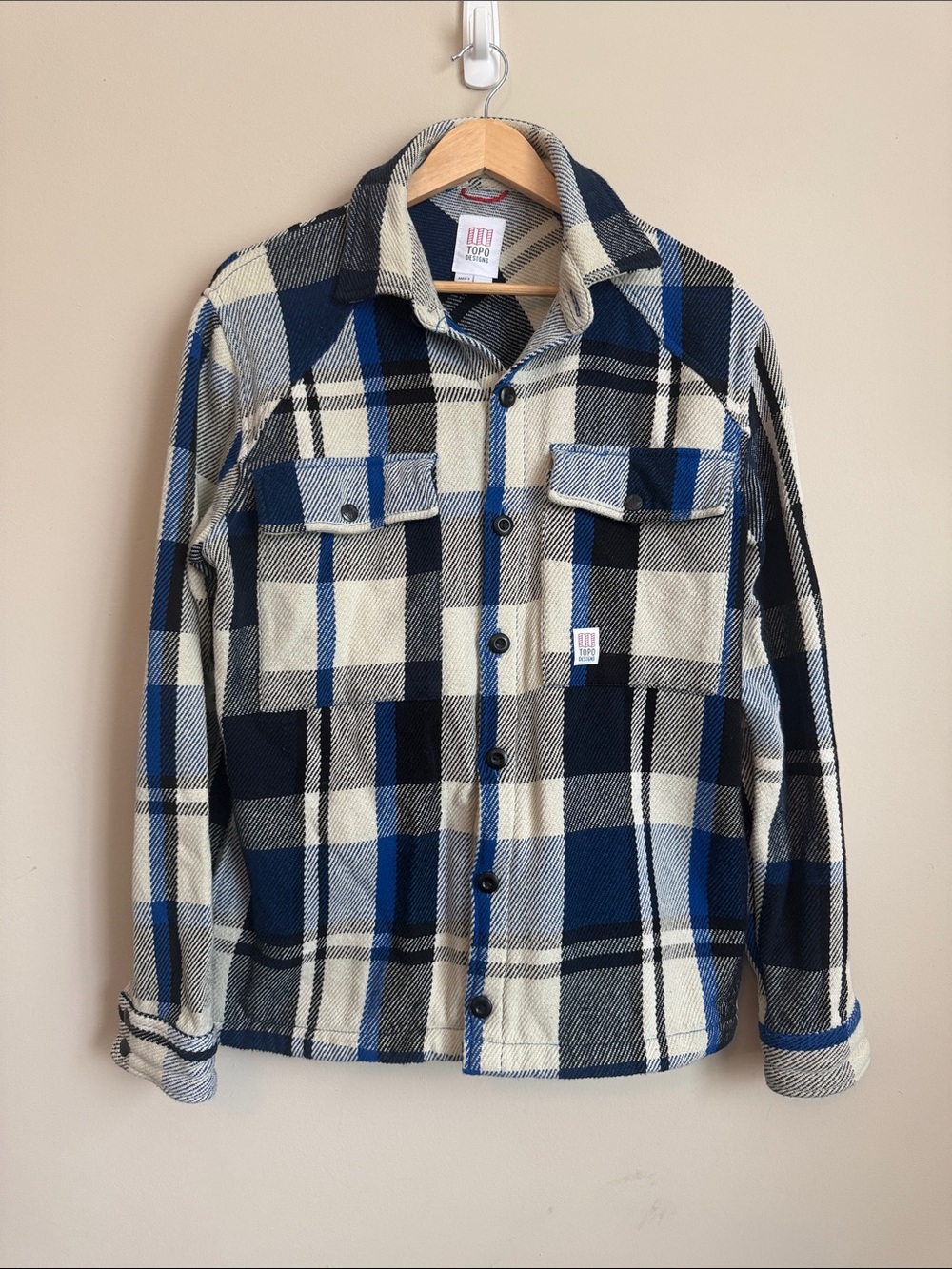 Topo Designs Navy, Blue & Cream Plaid Shirt Jacket